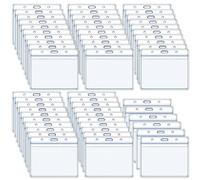 Dadabig 50Pcs ID Card Holder, Plastic Horizontal Name Tag Clear Waterproof Plastic Badge Holder Lanyard ID Card Holders for Multiple Cards, 100x85mm