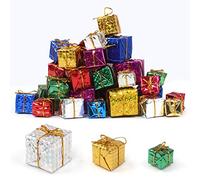 Dadabig 60 PCS Mini Christmas Ornaments, Foam Gift Box Xmas Tree Hanging Christmas Tree Pendant Decoration Party Nice Decor, (3 Sizes 6 Colors)