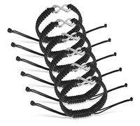 Dadabig 6Pcs Bracelets Infinity Braided Handcrafted, Adjustable Braided Unisex Cuff Link Leather Luck Wristband Rope Bangle for Men Women Friendship Couple Gift, 17-28cm