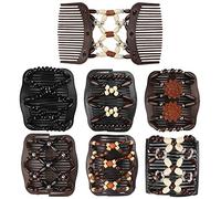 Dadabig 7 Pcs Beaded Hair Combs - Stretchy Double Hair Comb Clips for Women & Girls - 7 Styles