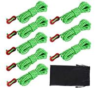 Dadabig 8 Pack 4mm Reflective Tent Guy Line, Light-Weight Tent Guide Lines Cord Guy Ropes with Aluminum Tensioners Adjuster for Outdoor Camping Hiking Awning Tents, 13 feet, Green