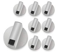 Dadabig 8 PCS Gas Hob Knobs, Silver Universal Metal Rotary Switch Control Knobs Replacement Accessories for Kitchen Cooker Gas Stove Oven Cooktop, 6mm