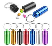Dadabig 9Pcs Aluminum Pill Box, Waterproof Aluminum Small Pill Box Container Pocket Medicine Fob Containers with Keychain for Outdoor Travel, 5×1.7cm