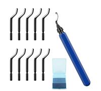 Dadabig Deburring Tool, Hand Deburring Tool Set with 1 x NB1100 Handle and 10 x BS1010 HSS Blades 360°Rotary Metal Deburr Blades for 3D Prints, Pipe, Plastic, Aluminum, Copper, PVC and Steel