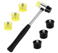 Dadabig Rubber Hammer, 25mm Double Head Rubber Mallet Double-Faced Replaceable 6 PCS Rubber Head with Non-Slip Handle for Jewelry Leather Crafts