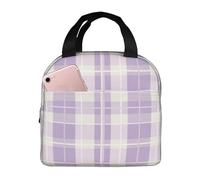 DADABULIU Lunch Bag Pastel Purple Plaid Insulated Lunch Box Cooler Tote for Adults Student Boys Girls Women Men Work Office School Picnic Beach Reusable Lunchbox Over 3 Years Old