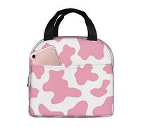 DADABULIU Lunch Bag Pink Cow Print Insulated Lunch Box Cooler Tote for Adults Kid Girl Boy Work Office School Picnic Beach Reusable Lunchbox