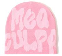 DadaFash Beanie Y2k Hat Acrylic Knit Skull Cap MEA Culpa Graphic Beanies Design Winter Warm Hats for Women Men, Pink Pink, M
