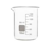 DADAKEWIN 150ml Glass Beaker with Clear Scale Mark Borosilicate Glass Heat Resistant Thickened Glass Low Form Lab Measuring Cup- Pack of 6 (Color : Clear, Size : 150ml)