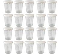 Dadamong 20PCS Plastic Medicine Measuring Cups with Lids, Clear Reusable Graduated Cups Transparent Scale Measuring Cups, Measure Container for Mixed Pills, Liquid Medication (50ML)