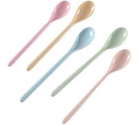 Dadamong 5Pcs Melamine Long Handle Mixing Spoon 7.2 Inch, Coffee Spoons Colorful Plastic Latte Machiatto, Tall Iced Tea, Ice Cream Sundae, Cocktail, Hot Chocolat Stirring Longdrink Spoons