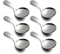 Dadamong Short Handle Spoons Set of 6, Stainless Steel Mini Salt Spoons for Condiments, Dessert, Tea, Coffee, Cake, Sugar, Stirring Spoon Coffeeware Teaspoon - 3.5 Inches (Silver)