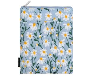 Dadanism 6-7 Inch Embroidered Daisy Padded Sleeve for All-New 7" Kindle Paperwhite, 7" Kindle Colorsoft, 6" Kindle, Protective Sleeve Case for 6" Kobo Clara BW/Colour E-Reader,Blue & White Daisy