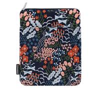 Dadanism 6-7 Inch Embroidered Flower Padded Sleeve for All-New 7" Kindle Paperwhite, 7" Kindle Colorsoft, 6" Kindle, Protective Sleeve Case for 6" Kobo Clara BW/Colour E-Reader, Indigo Flower