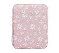 Dadanism 6-7 Inch Universal Padded Sleeve for eReader, Pink & White Daisy | Protective Carrying Case Fits 7" Paperwhite/Colorsoft Signature Edition eReader, 6" Kobo Clara BW/Colour,7" Kobo Libra Colour