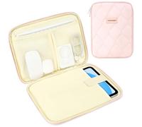Dadanism 9-11 Inch Puffy Tablet Sleeve Carrying Case with Handle for iPad A16 11th Gen 11", iPad Air/Pro 11", i-Pad 10th Gen 10.9", Galaxy Tab A9+/A11+ 11", Tab S10 Lite/S10 FE 10.9", Flowers Pink