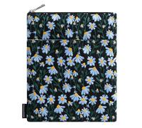 Dadanism Daisy Embroidered Book Sleeve with Zipper, Book Protector Pouch Books Lovers Gifts Bookish Gifts B-OOK Cover with Front Pocket for Hardcover Paperback, for Reader Teacher, Black