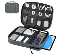 Dadanism Electronics Travel Organizer Case, Double Layers Cord Organizer Travel All-in-One Storage Bag for Cable, Cord, iPad, Chargers, fits 9-11'' Tablets, Portable Tech Accessories Bag, Space Gray
