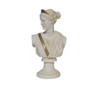 DadArt Artemis Diana Goddess Bust Alabaster Statue Patina with Gold Detail 14.5 cm