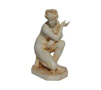 DadArt Crouching Venus Aphrodite Goddess Statue Alabaster Patina Handmade 17 cm