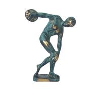 DadArt Discobolus Discus Thrower Solid Bronze Statue Ancient Greek Athlete Sculpture 12.5 cm