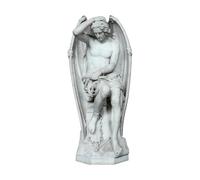 DadArt Le Génie Du Mal Lucifer White Alabaster Statue Fallen Angel Sculpture Handmade 23cm / 9.06"