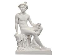 DadArt Mercury Hermes Seated Alabaster Statue Museum Replica Greek Roman Mythology Sculpture