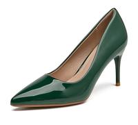 DADAWEN Women's Pointed Toe Stiletto Heel Pumps Slip-On Formal Dress Court Shoes Green 7 UK