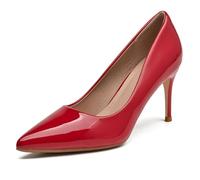 DADAWEN Women's Pointed Toe Stiletto Heel Pumps Slip-On Formal Dress Court Shoes Red 7.5 UK