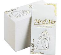 DADAWU 50Pcs Wedding Napkins Mr and Mrs Gold Foil Cocktail Napkins, Beverage Cake Disposable Thank You Dinner Napkins for Wedding Shower Anniversary Engagement Table Party Decoration Supplies