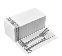 DADAWU Dinner Napkins,White Napkin,Disposable Hand Towels Decorative Bathroom Paper Napkins,Linen-Feel Guest Towels,30 x 43cm, Pack of 50 (Grey)