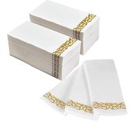 DADAWU Disposable Hand Towels,Linen Feel Guest Towels,Gold Napkins,Bathroom Towels,Cloth Like Paper,Paper Towles,Hand Napkins,100PCS