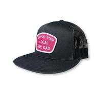 DadBod Apparel DB Support Your Local Girl Dad Hat Flat Bill Trucker - Classic Snapback Baseball Cap Dad Gang Father Gifts, Black-pink, 5 5/8