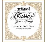 D'Addario .043 Silver Plated Copper Single String for Classical Guitar