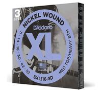 DAddario 11-49 Medium, XL Nickel Electric Guitar Strings 3-Pack