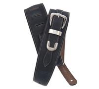 D'Addario Accessories Leather Guitar Strap - Guitar Accessories - Electric Guitar Strap, Acoustic Guitar Strap, Acoustic Electric Guitar Strap & Bass Guitar Strap - Belt Guckle Guitar Strap - Black
