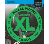 D'Addario Bass Guitar Strings - XL Nickel - EXL220-5 - Perfect Intonation, Consistent Feel, Powerful Durability - 5 String Set - 40-125 Super Light 5-String, Long Scale