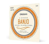 D'Addario Banjo Strings, Nickel-Plated Steel, EJ61, Medium Gauge 10-23, 5-String Set, Pack of 1