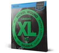 D'Addario Bass Guitar Strings - XL Nickel Bass Strings - EXL220-5 - Perfect Intonation, Consistent Feel, Powerful Durability - For 5 String Bass Guitars - 40-125 Super Light 5 String, Long Scale
