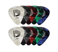 D'Addario Celluloid Guitar Picks - Guitar Accessories - Guitar Picks for Acoustic Guitar, Electric Guitar, Bass Guitar - Natural Feel, Warm Tone - Assorted, Medium, 10-pack