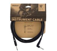 D'Addario Classic Series Guitar Cable 10 ft, Straight/Right Angle | D'Addario guitar cables deliver clean signal, durable connectors, flexible stage routing and noise-reducing performance.
