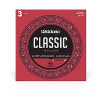 D'Addario Guitar Strings - Classic Nylon Strings - EJ27N Classical Guitar Strings - Silver Plated Wrap, Nylon Core, Clear Student Trebles - Normal Tension, 3-Pack