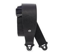 D'Addario Comfort Leather Auto Lock Guitar Strap - Acoustic & Electric Guitar Accessories - Easy to Use Auto Locking Guitar Straps - Uses Existing Guitar Strap Buttons - Leather - 3" Width - Black