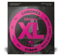 D'Addario ECB81M Chromes 45-100 Flatwound Bass Strings, Medium Scale