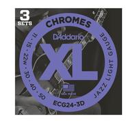 D'Addario ECG24-3D Chromes Flat Wound Electric Guitar Strings, 11-50, 3 SETS