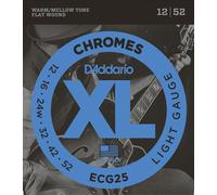 D'Addario Guitar Strings - XL Chromes Electric Guitar Strings - Flat Wound - Polished for Ultra-Smooth Feel and Warm, Mellow Tone - ECG25 - Light, 12-52, 1-Pack