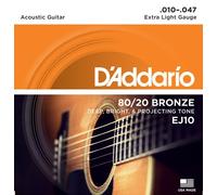 D'Addario Acoustic Guitar Strings EJ10 80/20 Bronze Extra Light .010-.047