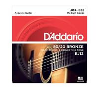 D'Addario EJ12 80/20 Bronze Acoustic Guitar Strings (13-56) - Includes 6 Free Plectrums