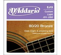D'Addario EJ13 80/20 Bronze Wound Acoustic Guitar Strings, Custom Light, 11-52 (5 Pack)
