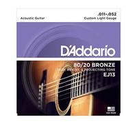 D'Addario EJ13 80/20 Bronze Wound Acoustic Guitar Strings, Custom Light, 11-52 (7 Pack)